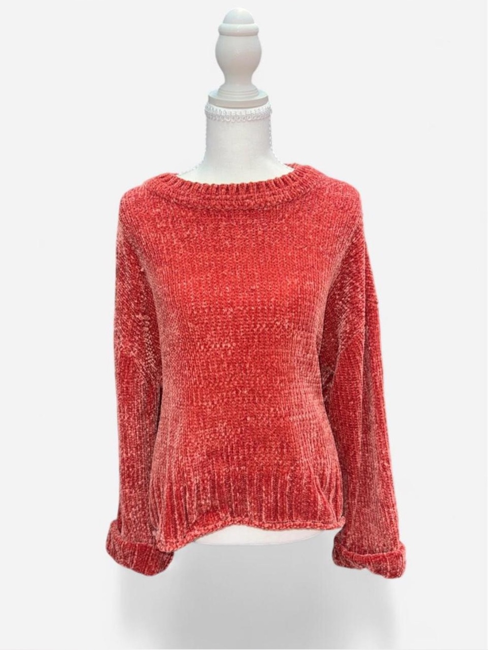 Aeropostale Plush Chenille Crewneck Sweater - Burnt Orange